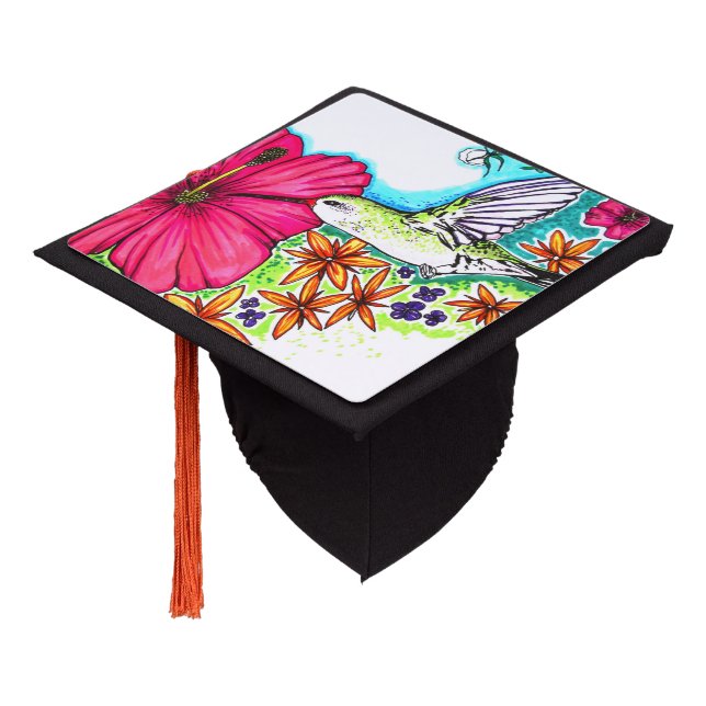 Hummingbird  graduation cap topper (Angled)