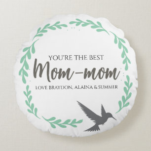 Hummingbird Grandmother Mom-Mom Grandchildren Gift Round Pillow