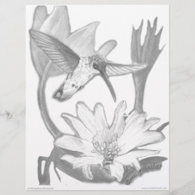 Hummingbird Grayscale Colouring Page (Front)