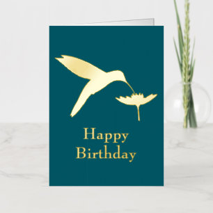 Hummingbird Happy Birthday Foil Greeting Card