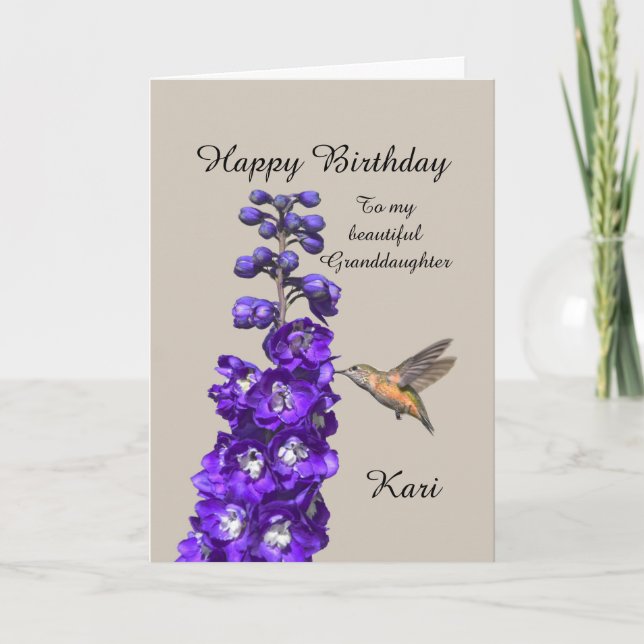 Hummingbird Happy Birthday Granddaughter, Kari Card (Front)