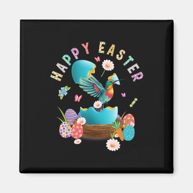 Hummingbird Happy Easter Egg Hunting Easter Day Hu Magnet (Front)