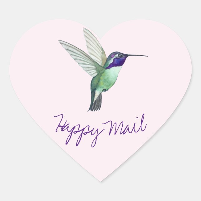 Hummingbird  Happy Mail Heart Sticker (Front)