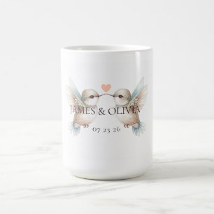 Hummingbird Heart Custom Wedding Couple Coffee Mug