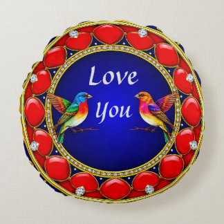 💖 Hummingbird Heart Floral Art Nature Lovers gift Round Pillow