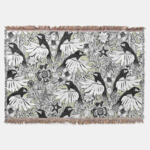 hummingbird heaven fern throw blanket