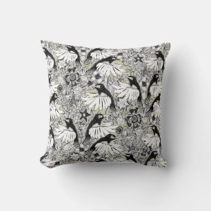 hummingbird heaven fern throw pillow