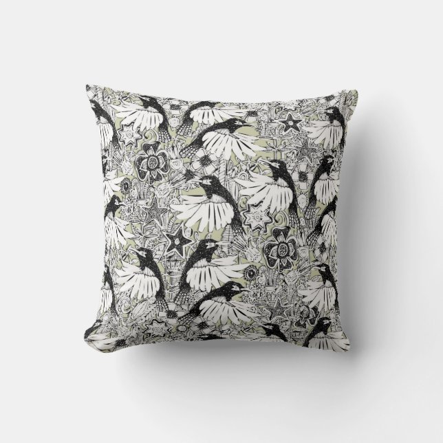 hummingbird heaven fern throw pillow (Front)