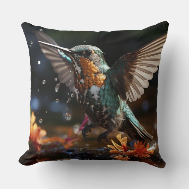 Hummingbird heaven throw pillow (Front)