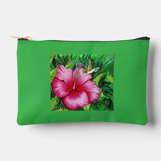 Hummingbird Hibiscus Accessory Pouch (Front)