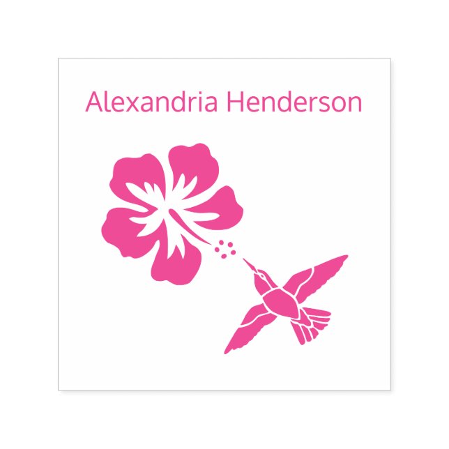 Hummingbird Hibiscus Name Monogram  Self-inking Stamp (Design)