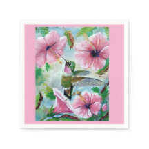 Hummingbird & Hibiscus Paper & Cloth Napkins