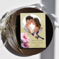 Hummingbird & Hibiscus Photo Save the Date Yellow