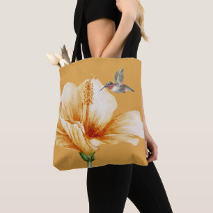 Hummingbird & Hibiscus Tote Bag