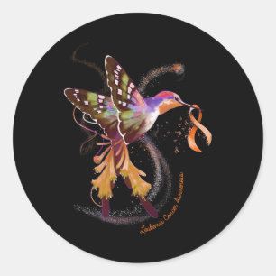 Hummingbird Hold Orange Ribbon Leukaemia Awareness Classic Round Sticker