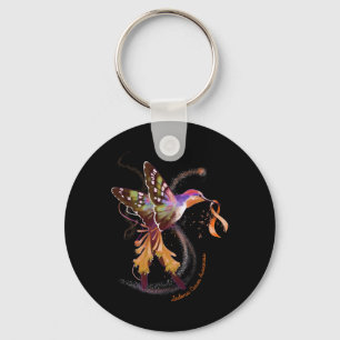 Hummingbird Hold Orange Ribbon Leukaemia Awareness Keychain