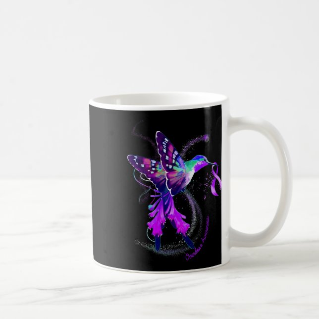 Hummingbird Hold Purple Ribbon Overdose Awareness  Coffee Mug (Right)