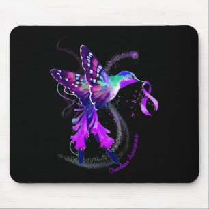 Hummingbird Hold Purple Ribbon Overdose Awareness Mouse Pad