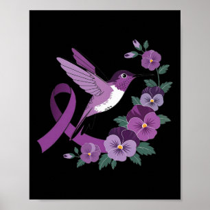 Hummingbird Holding Purple Ribbon Heimerheimer Awa Poster