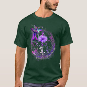 Hummingbird Holding Purple Ribbon Overdose Awarene T-Shirt