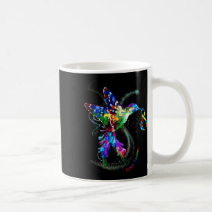Hummingbird Holding Puzzle Ribbon Autism Awareness Coffee Mug