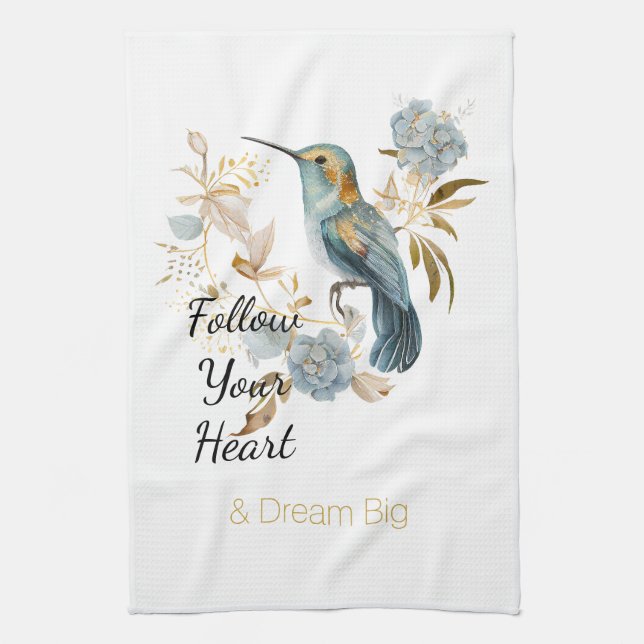 Hummingbird Hydrangea Flowers  Kitchen Towel (Vertical)