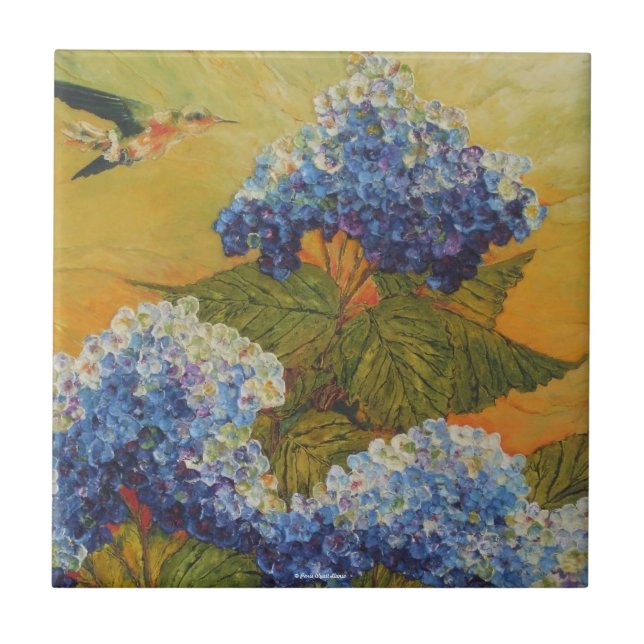 Hummingbird & Hydrangea Tile (Front)