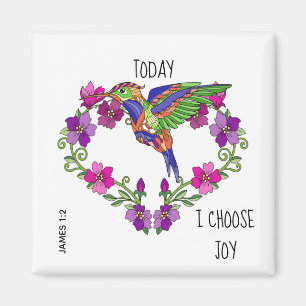 Hummingbird, I choose Joy, James 1:2 Magnet