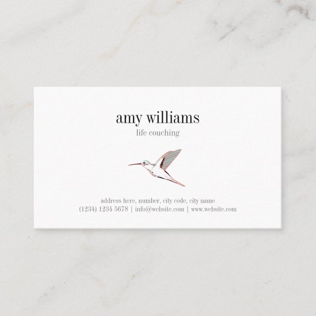 Hummingbird illustration feminine artistic card (Front)