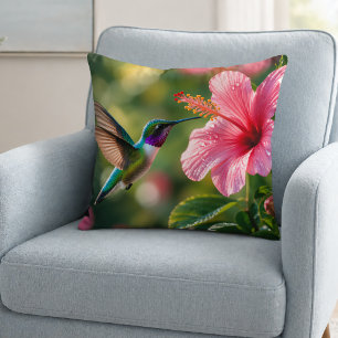 Hummingbird in Bloom Throw Pillow