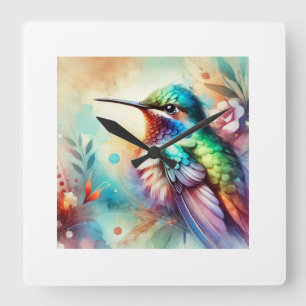 Hummingbird in Colorful Serenity 280824AREF124 - W Square Wall Clock