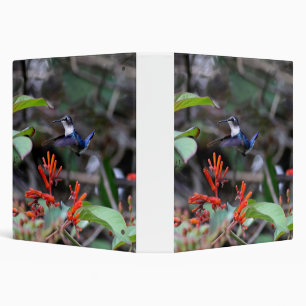 Hummingbird in Flight and Red Flowers Binder