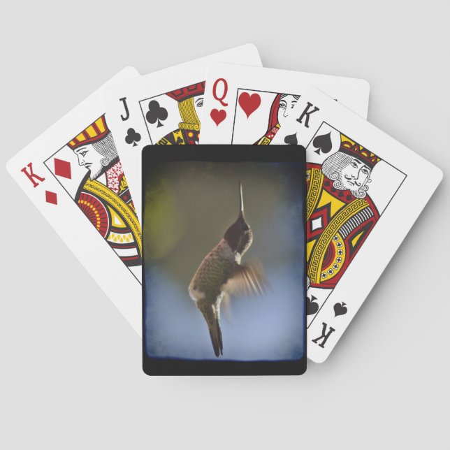 Hummingbird in Flight Black Edge Playing Cards (Back)