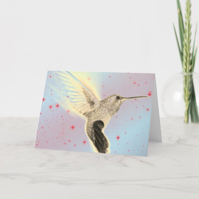 HUMMINGBIRD IN FLIGHT Folded Greeting Card (Front)