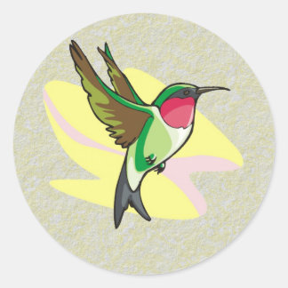 Hummingbird in Flight on Textured Background Classic Round Sticker
