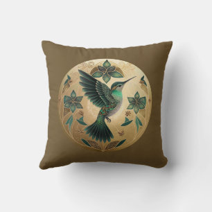 Hummingbird in Gold Globe Throw Pillow