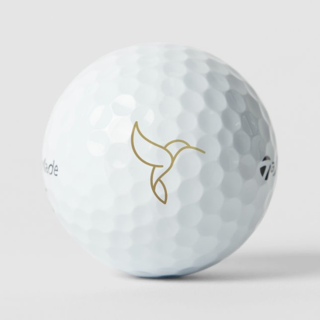 Hummingbird in Monoline Style - Gold on Black Golf Balls (Front)