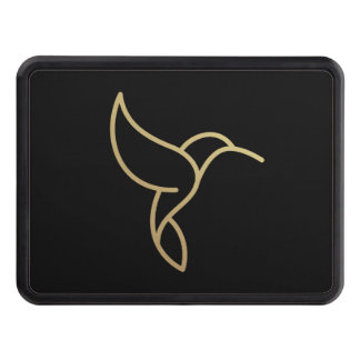 Hummingbird in Monoline Style - Gold on Black Trailer Hitch Cover