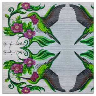 Hummingbird in Pink Flowers Fabric