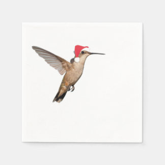 Hummingbird in Santa Hat Napkin