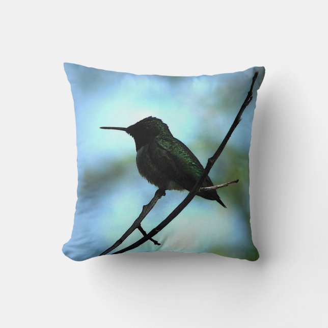 Hummingbird in Silhouette Throw Pillow (Front)