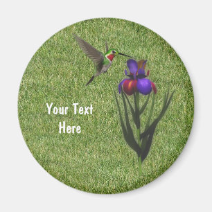 Hummingbird Iris Flower Magnet