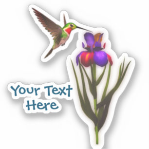 Hummingbird Iris Flower Personalized