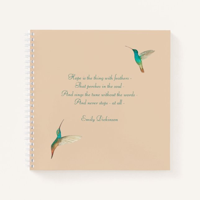 Hummingbird Journal avec Emily Dickinson Citation (Devant)