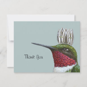 hummingbird king thank you flat card