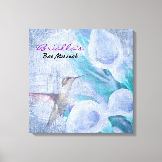 HUMMINGBIRD & LILY Bat Mitzvah Sign In Board (Front)