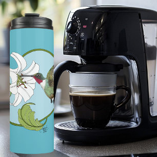 Hummingbird Lily Blue Art Nouveau  Thermal Tumbler