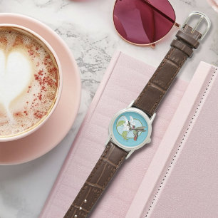 Hummingbird Lily Blue Art Nouveau Watch
