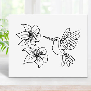 Hummingbird Lily Flowers Colouring Page Poster