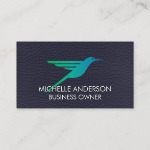 Hummingbird Logo Leather Background Business Card
